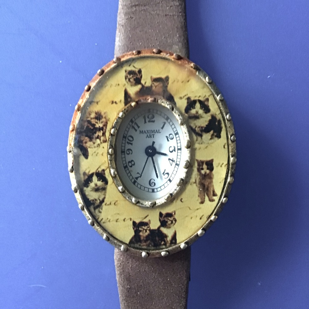Designer Watch with Brown Leather Strap